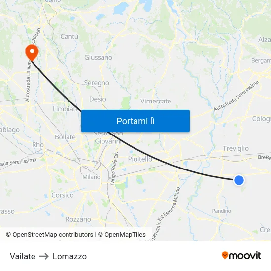 Vailate to Lomazzo map