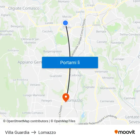 Villa Guardia to Lomazzo map
