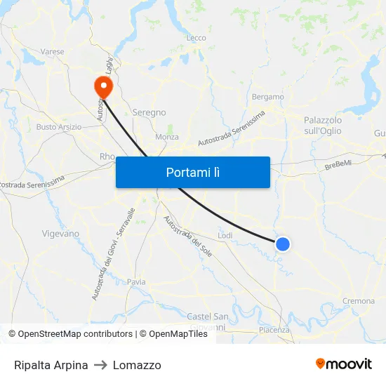 Ripalta Arpina to Lomazzo map