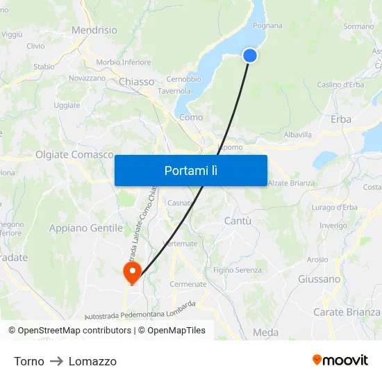 Torno to Lomazzo map