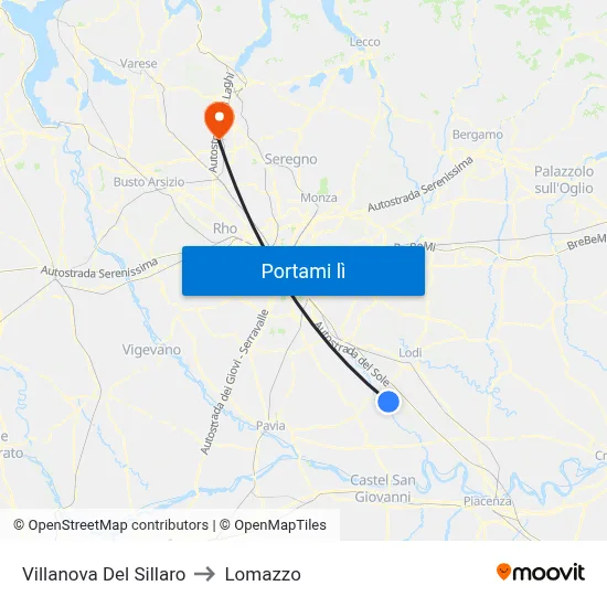 Villanova Del Sillaro to Lomazzo map