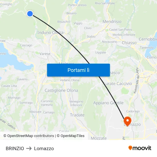 BRINZIO to Lomazzo map