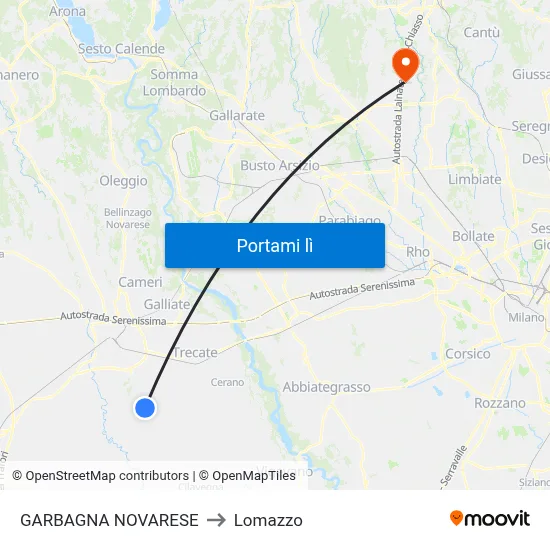 GARBAGNA NOVARESE to Lomazzo map