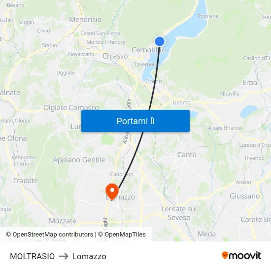 MOLTRASIO to Lomazzo map