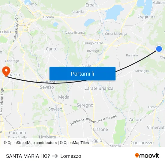 SANTA MARIA HO? to Lomazzo map