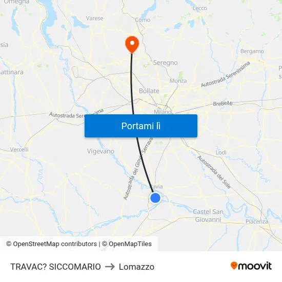 TRAVAC? SICCOMARIO to Lomazzo map