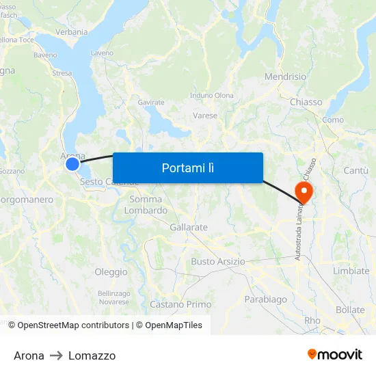 Arona to Lomazzo map
