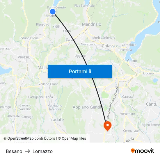 Besano to Lomazzo map