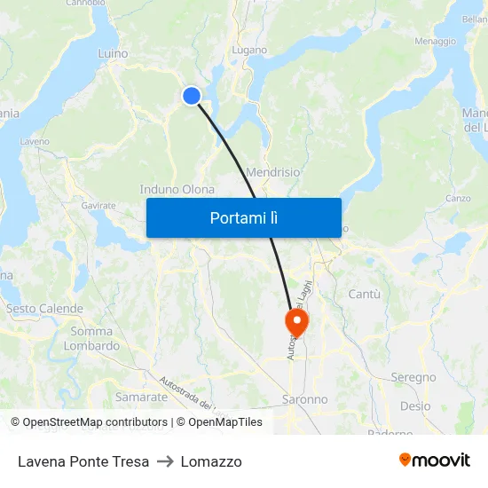 Lavena Ponte Tresa to Lomazzo map
