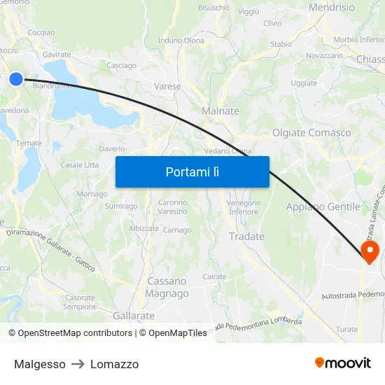 Malgesso to Lomazzo map