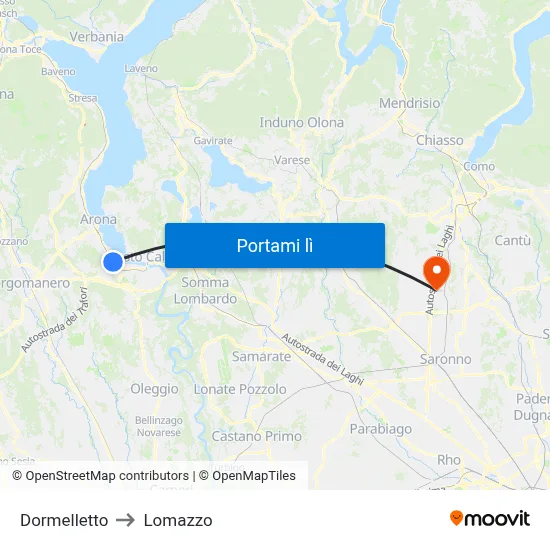 Dormelletto to Lomazzo map
