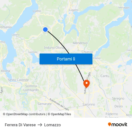 Ferrera Di Varese to Lomazzo map