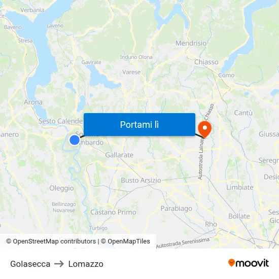 Golasecca to Lomazzo map