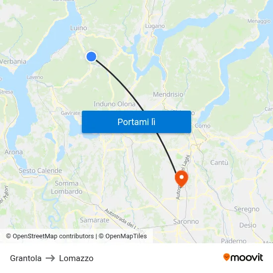 Grantola to Lomazzo map