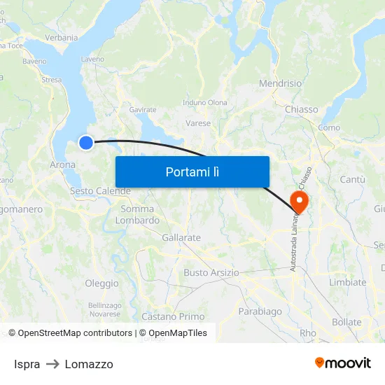 Ispra to Lomazzo map