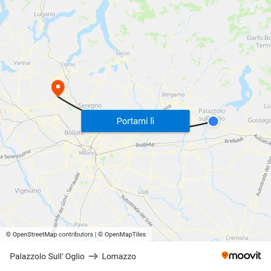 Palazzolo Sull' Oglio to Lomazzo map
