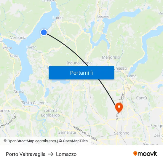 Porto Valtravaglia to Lomazzo map
