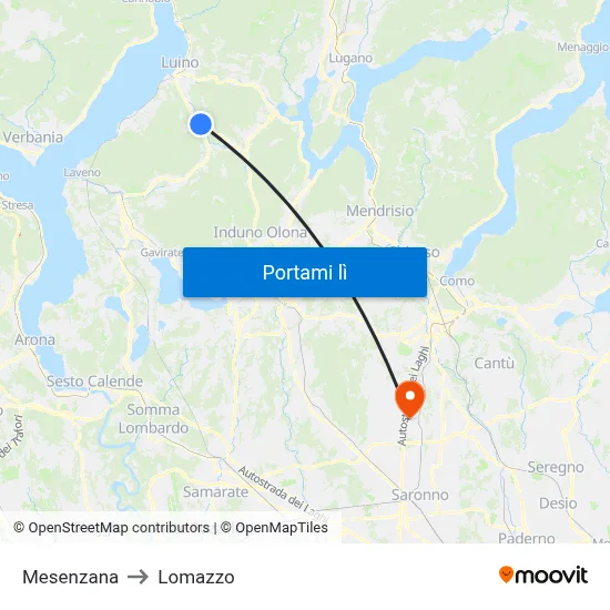 Mesenzana to Lomazzo map