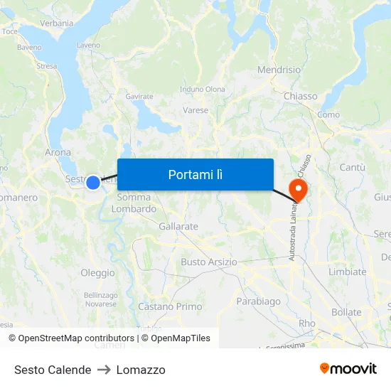 Sesto Calende to Lomazzo map