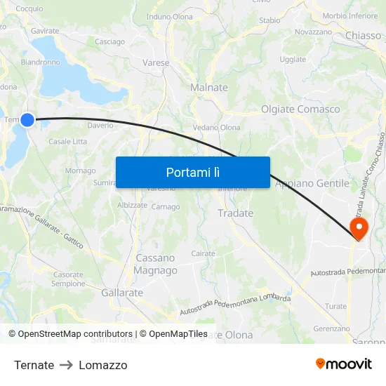Ternate to Lomazzo map
