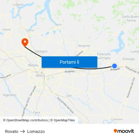 Rovato to Lomazzo map