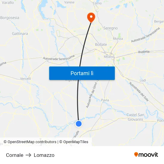 Cornale to Lomazzo map