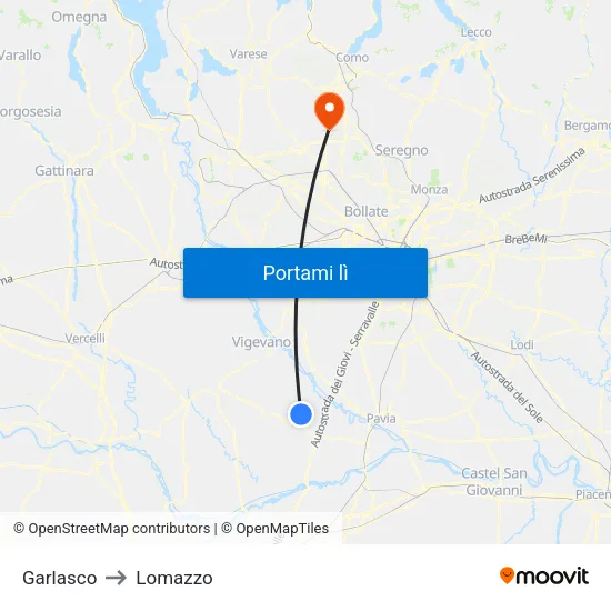 Garlasco to Lomazzo map