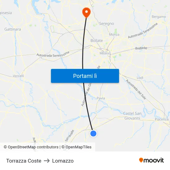 Torrazza Coste to Lomazzo map