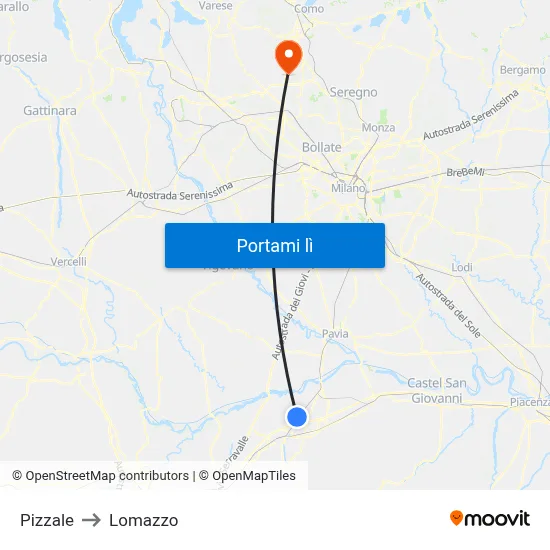 Pizzale to Lomazzo map