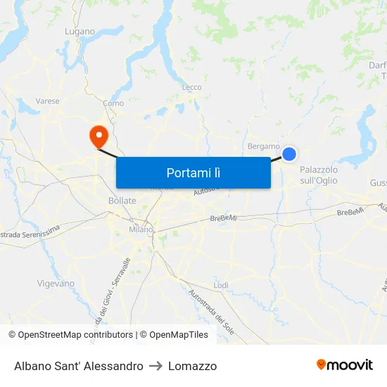 Albano Sant' Alessandro to Lomazzo map