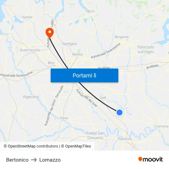 Bertonico to Lomazzo map