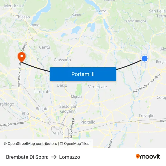 Brembate Di Sopra to Lomazzo map