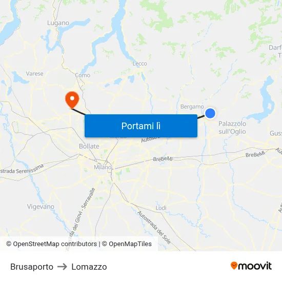 Brusaporto to Lomazzo map