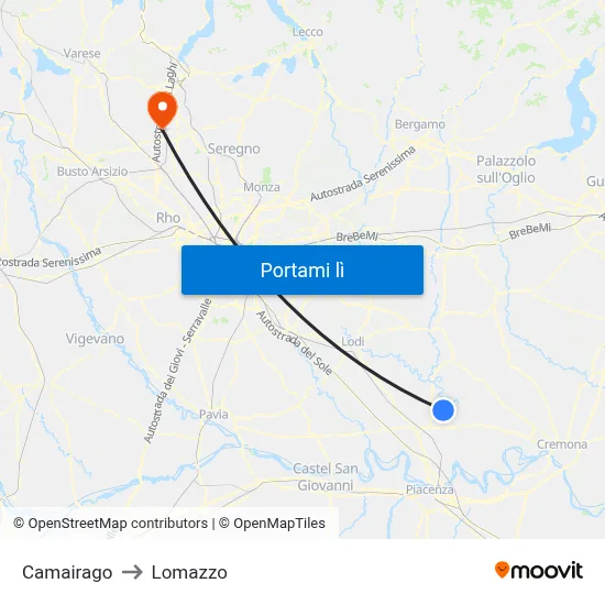 Camairago to Lomazzo map