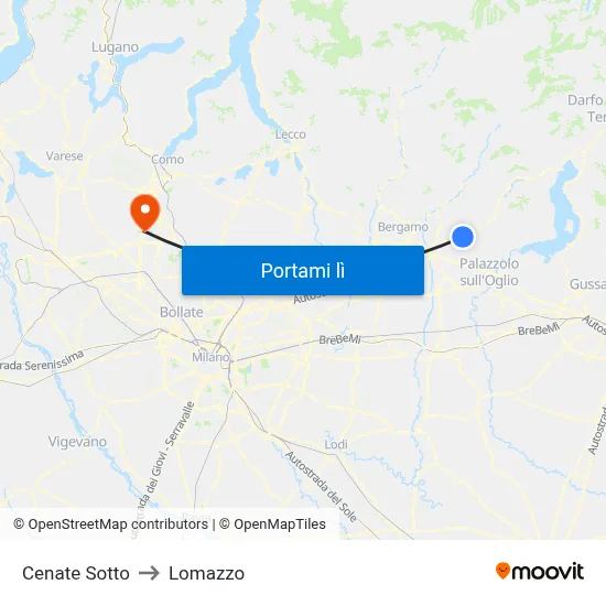 Cenate Sotto to Lomazzo map