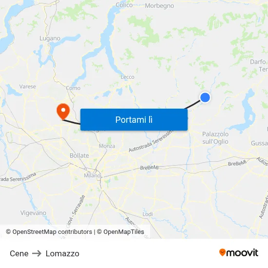Cene to Lomazzo map