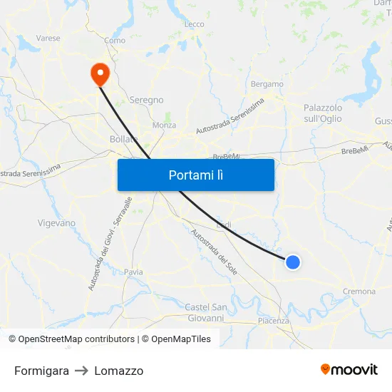 Formigara to Lomazzo map