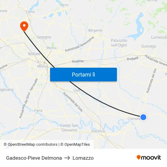 Gadesco-Pieve Delmona to Lomazzo map