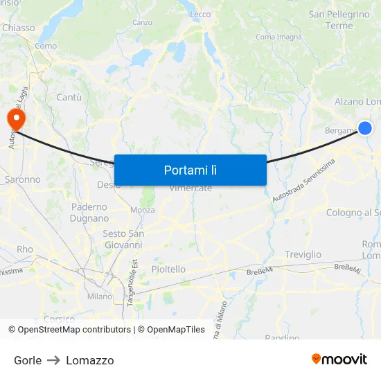 Gorle to Lomazzo map