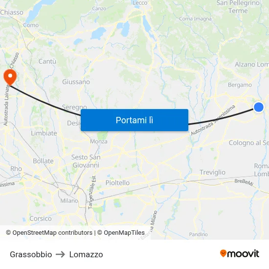 Grassobbio to Lomazzo map