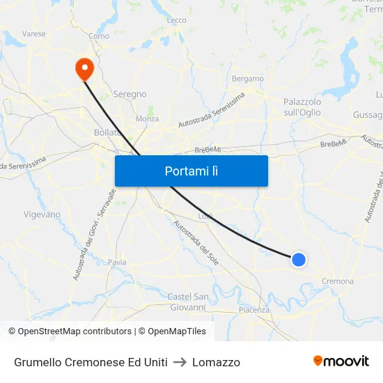 Grumello Cremonese Ed Uniti to Lomazzo map