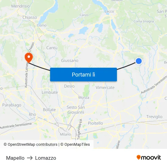 Mapello to Lomazzo map