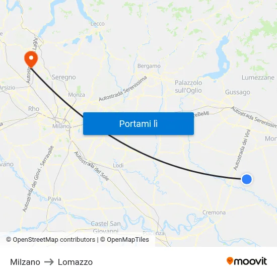Milzano to Lomazzo map