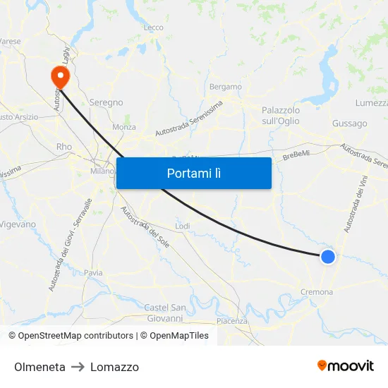Olmeneta to Lomazzo map