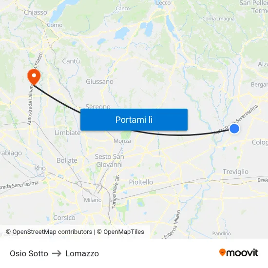 Osio Sotto to Lomazzo map