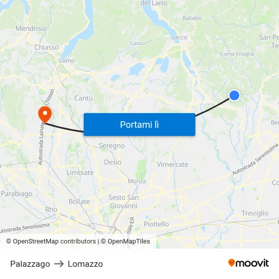 Palazzago to Lomazzo map