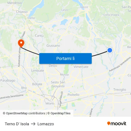 Terno D' Isola to Lomazzo map