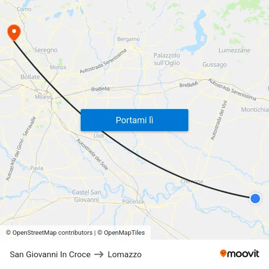 San Giovanni In Croce to Lomazzo map