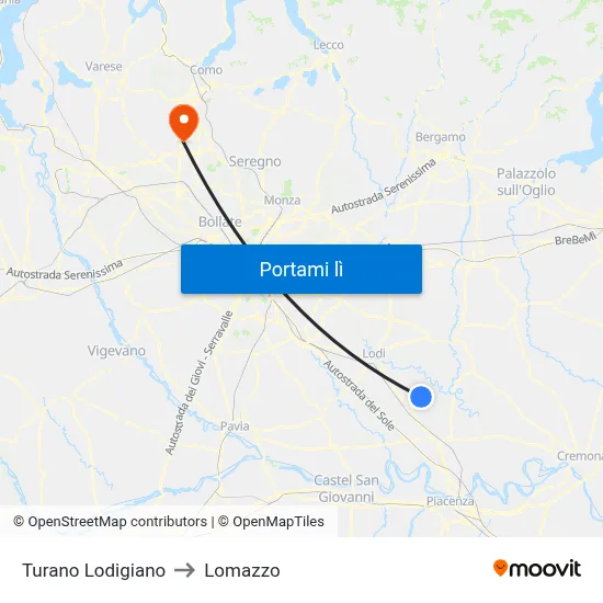 Turano Lodigiano to Lomazzo map