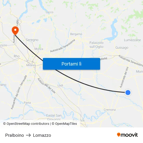 Pralboino to Lomazzo map